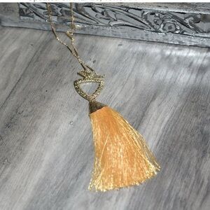 EXPRESS Gold Boho Thread Tassel Long Necklace